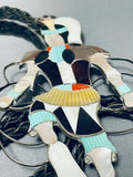 Six Inch Very Rare Vintage Native American Zuni Turquoise Sterling Silver Hoop Dancer Bolo Tie-Nativo Arts