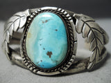 Incredible Vintage Native American Navajo Pilot Mountain Turquoise Sterling Silver Bracelet-Nativo Arts