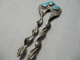 Quality Vintage Native American Navajo Turquoise Sterling Silver Hair Barrette Clip Old-Nativo Arts