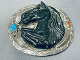 Important Carved Horse Vintage Francisco Gomez Sterling Silver Buckle-Nativo Arts