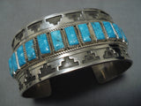 Tremendous Vintage Native American Navajo Sky Blue Turquoise Sterling Silver Bracelet-Nativo Arts