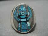 Important Harlan Coonsis Sterling Silver Native American Turquoise Ring-Nativo Arts