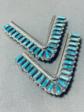 Important Native American Navajo Signed Turquoise Teardrop Sterling Silver Collar Pins-Nativo Arts