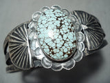 Prime Example Early Vintage Native American Navajo Domed #8 Turquoise Sterling Silver Bracelet-Nativo Arts