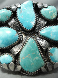 Vivid Carico Lake Turquoise Vintage Native American Navajo Sterling Silver Bracelet Old-Nativo Arts