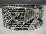 Striking John White Vintage Navajo Sterling Silver Bracelet Native American-Nativo Arts