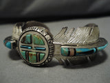Quality Feather Vintage Zuni Native American Turquoise Bracelet Old-Nativo Arts
