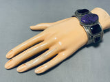 Best Vintage Native American Navajo Sugulite Jet Sterling Silver Bracelet Cuff-Nativo Arts