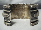 Heavy Deep Silver Work Vintage Native American Navajo Turquoise Bracelet Old-Nativo Arts