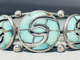 Important Vintage Native American Zuni Turquoise Swirl Sterling Silver Bracelet Cuff-Nativo Arts