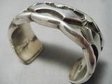 One Of The Heaviest Vintage Native American Navajo Solid Sterling Silver Bracelet- 223 Grams!-Nativo Arts