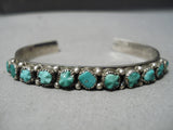 Spectacular Vintage Native American Zuni Cerrillos Turquoise Sterling Silver Bracelet Old-Nativo Arts