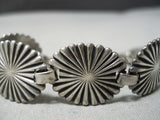 Hand Tooled Very Old Sterling Silver Native American Navajo Mini Concho Belt Bracelet- Cute!-Nativo Arts