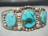 Early Vintage Native American Navajo High Grade Carico Lake Turquoise Sterling Silver Bracelet-Nativo Arts