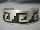 Incredible Vintage Native American Navajo Hopi Native American Navajo Sterling Silver Water Wave Bracelet Old-Nativo Arts