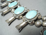 Best Vintage #8 Turquoise Native American Navajo Sterling Silver Squash Blossom Necklace Old-Nativo Arts