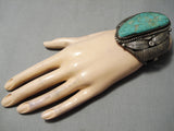 One Of The Best Vintage Native American Navajo Royston Turquoise Sterling Silver Leaf Bracelet-Nativo Arts