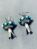 Extraordinary Native American Navajo Sleeping Beauty Sterling Silver Blossom Earrings-Nativo Arts
