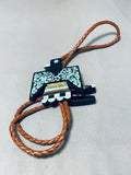 Native American Extraordinary Santo Domingo Turquoise Sterling Silver Bolo Signed-Nativo Arts
