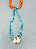 Native American One Of The Best Vintage Santo Domingo Coral Sterling Silver Turquoise Necklace-Nativo Arts
