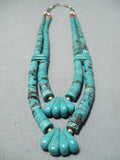 Native American Traditional Vintage Santo Domingo Royston Turquoise Sterling Silver Necklace Old-Nativo Arts