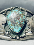 Gigantic Vintage Native American Navajo Pilot Mountain Turquoise Sterling Silver Bracelet-Nativo Arts