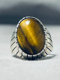 Fantastic Native American Navajo Tigers Eye Sterling Silver Ring-Nativo Arts