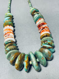 Native American Opulent Vintage Santo Domingo Green Turquoise Heishi Sterling Silver Necklace-Nativo Arts
