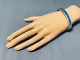 Impressive Vintage Native American Navajo Denim Lapis Inlay Sterling Silver Bracelet-Nativo Arts