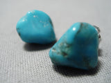 Exquisite Vintage Native American Navajo Turquoise Sterling Silver Earrings-Nativo Arts