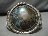 Superior Bisbee Turquoise Vintage Native American Navajo Sterling Silver Bracelet Old-Nativo Arts