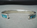 Gorgeous Zuni Kingman Turquoise Sterling Silver Bracelet Native American-Nativo Arts