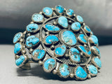 Important Morenci Mine Vintage Native American Navajo Nturquoise Sterling Silver Bracelet-Nativo Arts