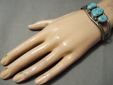 Incredible Vintage Native American Navajo Sky Blue Turquoise Sterling Silver Bracelet Old-Nativo Arts
