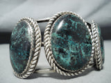 Signed Vintage Native American Navajo Variscite Sterling Silver Bracelet Old-Nativo Arts