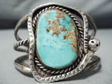 Rare Slithering Snake Vintage Native American Navajo Royston Turquoise Sterling Silver Bracelet-Nativo Arts
