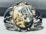 Best Vintage Native American Navajo Leopard Agate Sterling Silver Bracelet Old-Nativo Arts