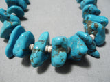 Very Chunky Vintage Native American Navajo Deep Blue Turquoise Heishi Necklace Old-Nativo Arts