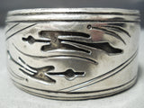 Symbolic Vintage Native American Navajo Sterling Silver Hand Forged Bird Bracelet-Nativo Arts