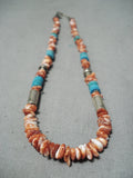 Authentic Vintage Native American Navajo Thomas Singer Turquoise Sterling Silver Necklace-Nativo Arts
