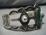 Vintage Native American Navajo Bracelet Early 1900's Sterling Silver Cerrillos Turquoise-Nativo Arts