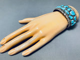 Signed Vintage Native American Navajo Morenci Turquoise Sterling Silver Bracelet-Nativo Arts