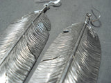 Detailed Navajo Sterling Silver Feather Earrings Native American-Nativo Arts