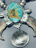 376 Gram Native American Turquoise Sterling Silver Squash Blossom Necklace-Nativo Arts