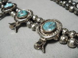 Bisbee Turquoise Vintage Native American Navajo Sterling Silver Squash Blossom Necklace Old-Nativo Arts