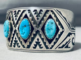 Spectacular Vintage Native American Hopi Morenci Turquoise Sterling Silver Bracelet-Nativo Arts