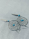 Intricate Vintage Native American Navajo Dreamcatcher Sterling Silver Earrings-Nativo Arts