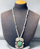 Rare Longer 30 Inch Vintage Native American Navajo Royston Turquoise Sterling Silver Necklace-Nativo Arts