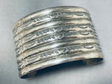 8 Rail Vintage Native American Navajo Hand Tooled Sterling Silver Bracelet Old-Nativo Arts