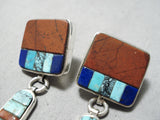 Important Vintage Native American Navajo Hank Whitethorne Turquoise Sterling Silver Earrings-Nativo Arts